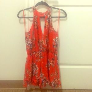 Orange floral romper